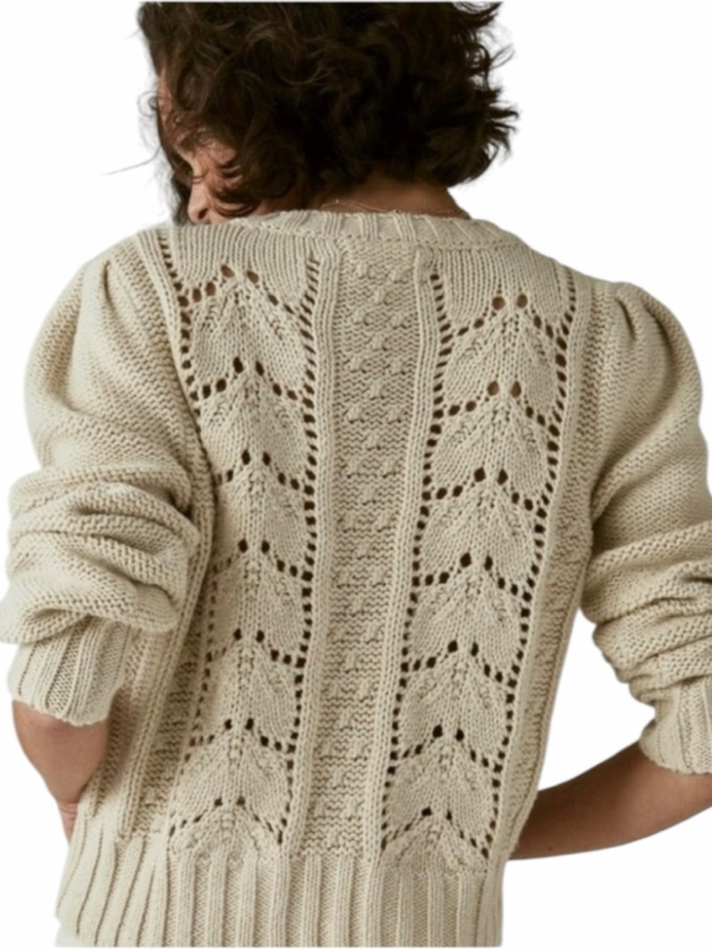 Lucky Brand Ivory Floral Embroidered Knit Cardigan Size M - Picture 9 of 12